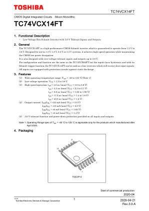 TC74VCX14FT datasheet cover page