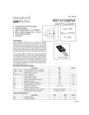 IRFI1010N datasheet cover page