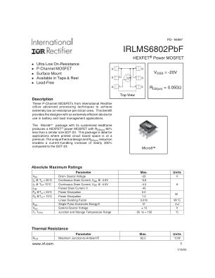IRLMS6802 datasheet cover page
