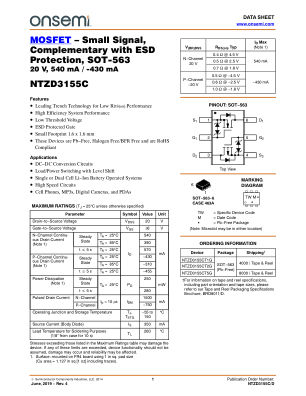 NTZD3155C datasheet cover page
