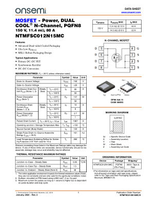 NTMFSC012N15MC datasheet cover page
