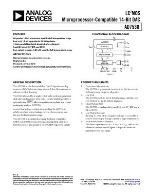 AD7538 datasheet cover page