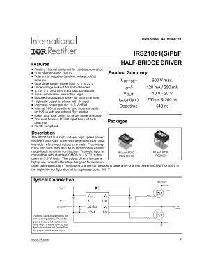 IRS21091S datasheet cover page