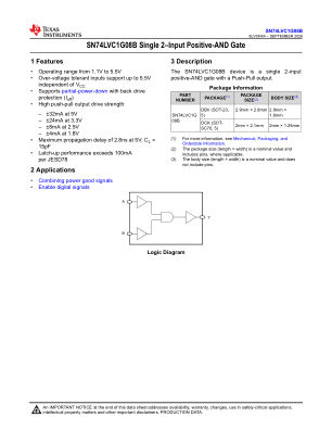 SN74LVC1G08B 数据手册首页
