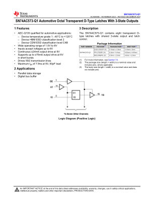 SN74AC573-Q1 数据手册首页
