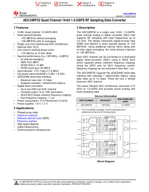 ADC34RF52 datasheet cover page