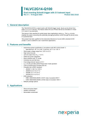 74LVC2G14GM-Q100X datasheet cover page
