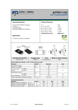 AOTE21115C datasheet cover page