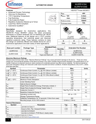 AUIRF4104 datasheet cover page