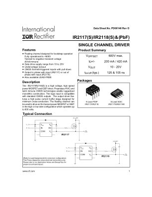 IR2117 datasheet cover page