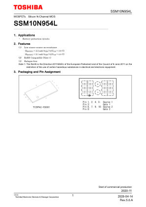 SSM10N954L datasheet cover page