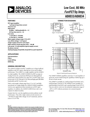 AD8033 数据手册首页