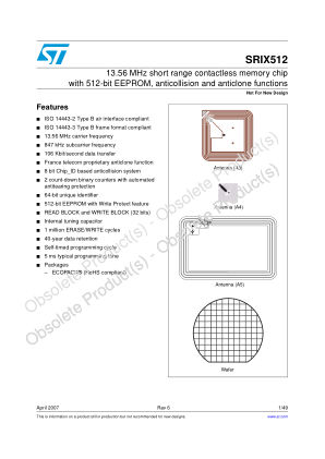 SRIX512 datasheet cover page