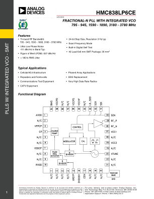 HMC838 数据手册首页