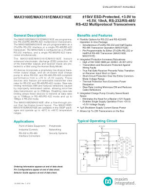MAX3160E datasheet cover page