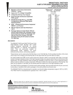 74ACT16374 datasheet cover page