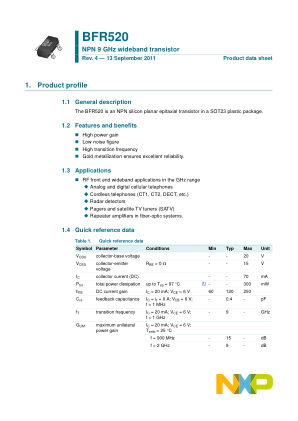 BFR520 datasheet cover page