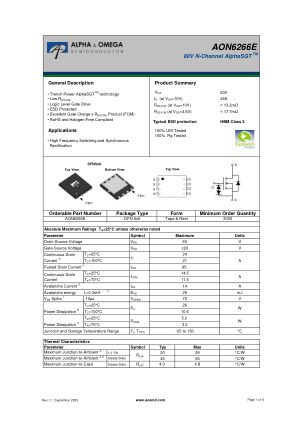 AON6266E 数据手册首页