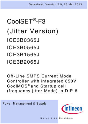 ICE3B1565J 数据手册首页