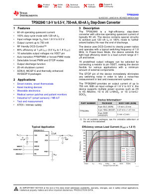 TPS62840 datasheet cover page