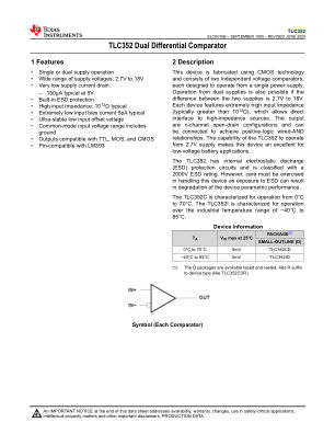 TLC352 datasheet cover page