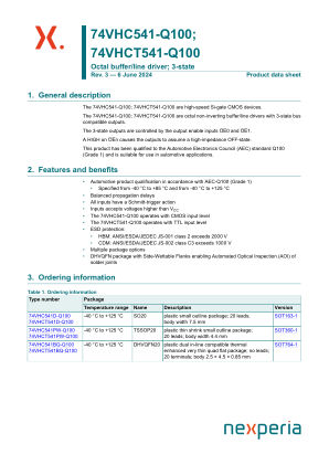74VHCT541PW-Q100J datasheet cover page