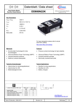 DD800N22K 数据手册首页