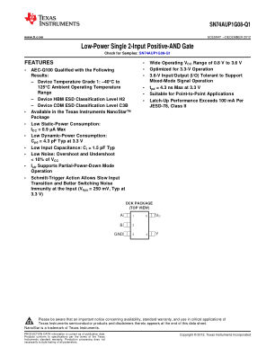 SN74AUP1G08-Q1 datasheet cover page
