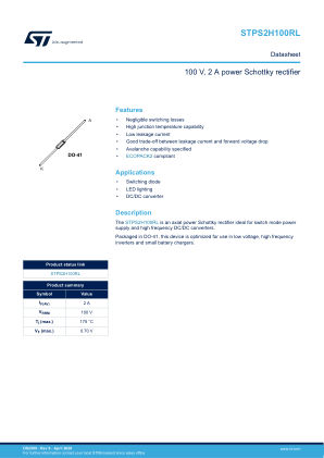 STPS2H100RL datasheet cover page