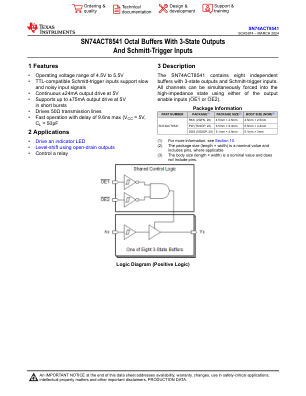 SN74ACT8541 datasheet cover page