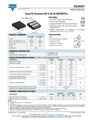 SIZ260DT 数据手册首页