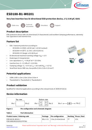ESD188-B1-W0201 datasheet cover page
