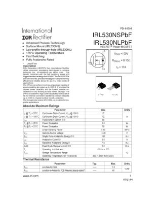 IRL530NS datasheet cover page