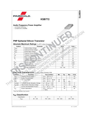 KSB772 数据手册首页