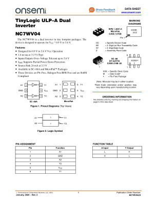 NC7WV04 数据手册首页
