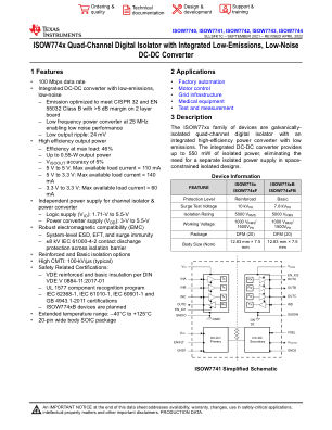 ISOW7744 datasheet cover page