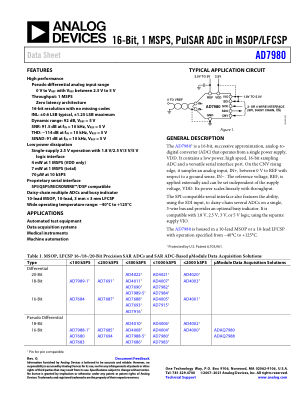 AD7980 数据手册首页
