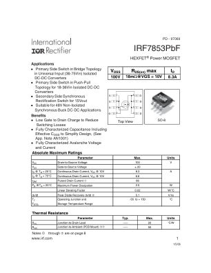 IRF7853 数据手册首页