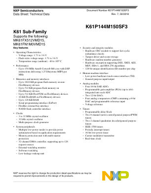 K61P144M150SF3 数据手册首页
