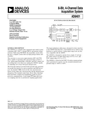 AD8401 datasheet cover page