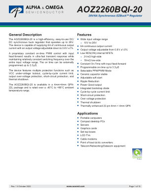 AOZ2260BQI-20 datasheet cover page
