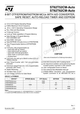 ST62T52CM-AUTO 数据手册首页