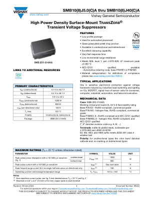 SMB10J5 datasheet cover page
