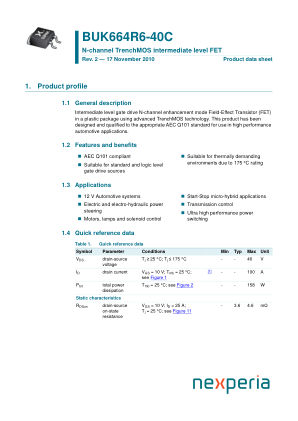 BUK664R6-40C datasheet cover page