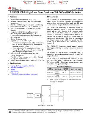 TUSB217A datasheet cover page