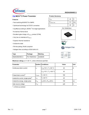 BSZ042N04NSG 数据手册首页