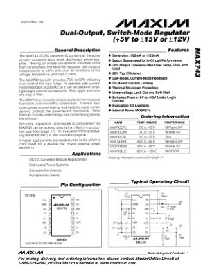MAX743 数据手册首页