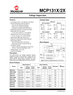 MCP1320T-29LE 数据手册首页