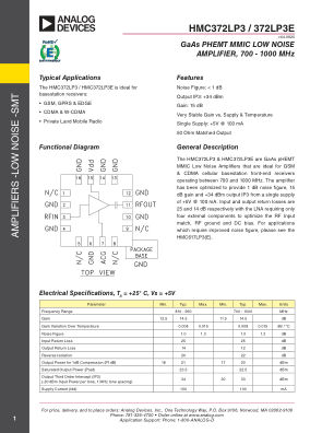 HMC372 datasheet cover page