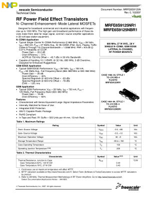MRFE6S9125N datasheet cover page